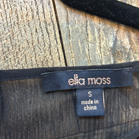 Ella Moss Black Silk Crepe Layered Crepe Embroidered Top Size Small NWT - Picture 10 of 12